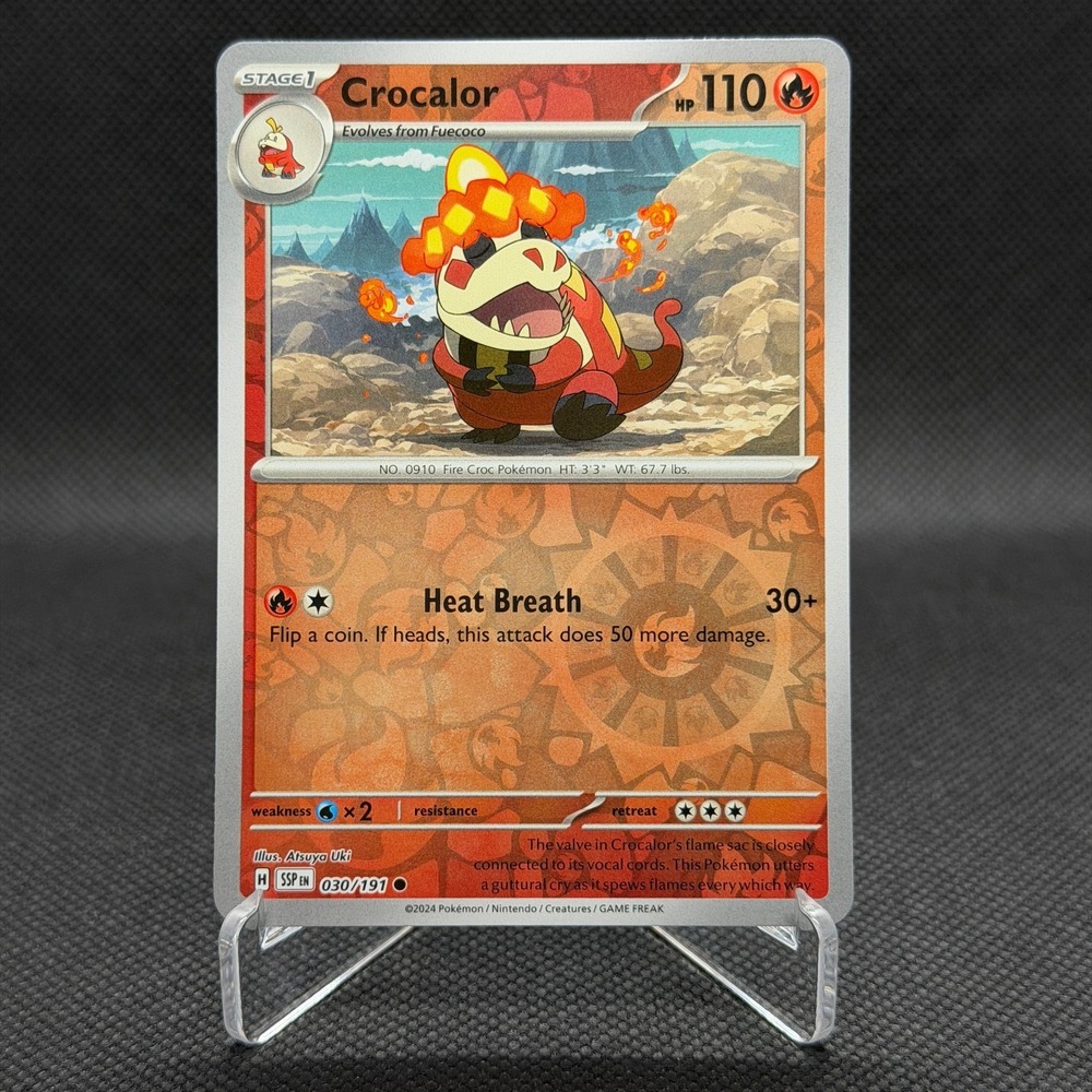 Crocalor Surging Sparks Reverse Holo Pokémon Card #030